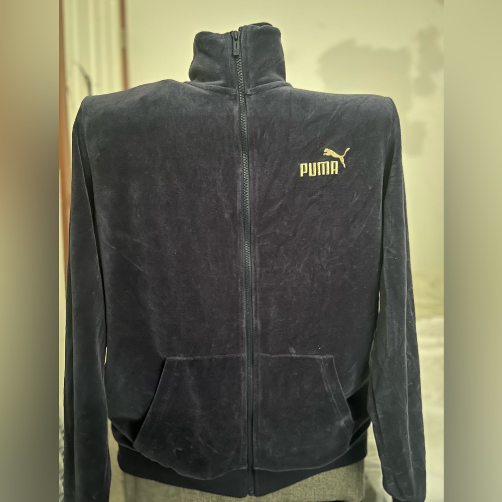 Navy Blue + Gold ‘Velvet’ Puma Tracksuit Top.